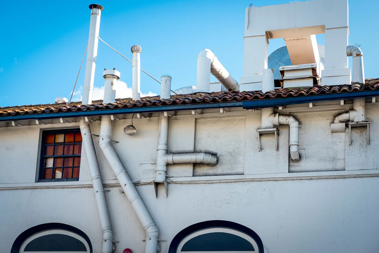 Exterior building pipework and rooftop vents